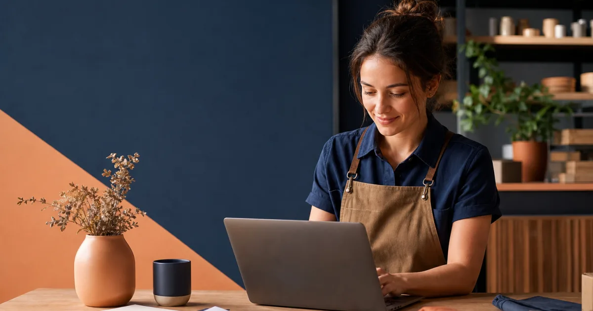 Propietario de una pequeña empresa reutilizando datos de clientes y artículos al preparar una factura